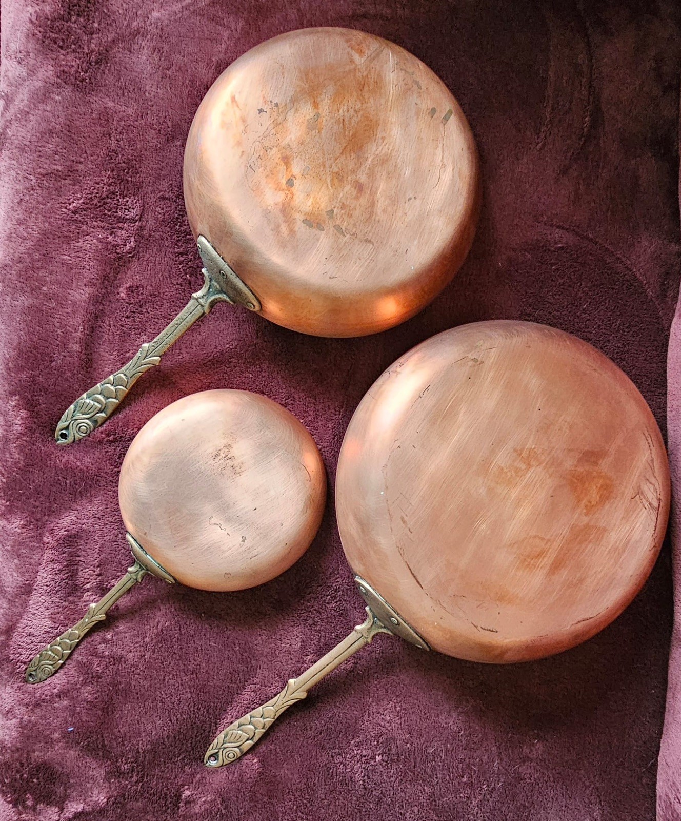  (3) Piece Copper Pans 