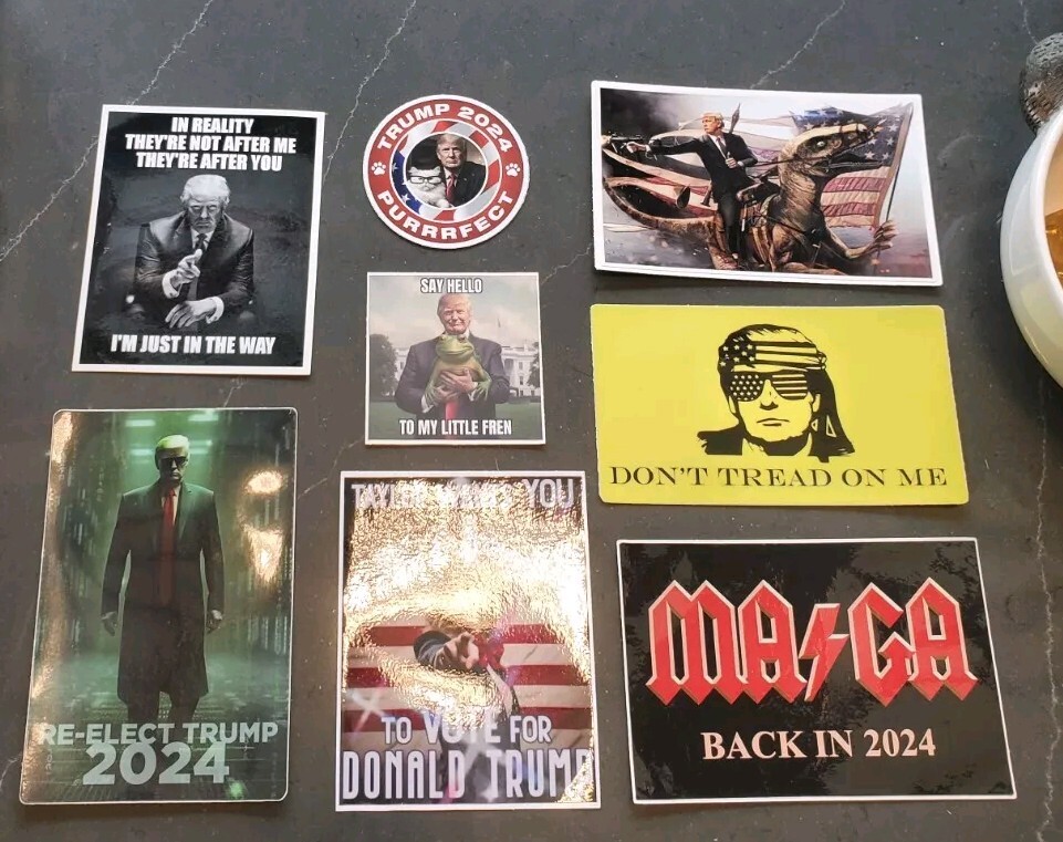 TRUMP 2024 STICKERS (8) HUGE VARIETY PACK 5-YR WARRANTY *WORLDWIDE 🌐 SHIPPING*