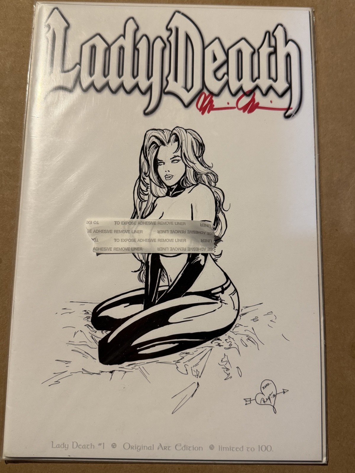 Lady Death #1 Original Art Edition SIGNED SKETCH Rare 2009 LTD 100