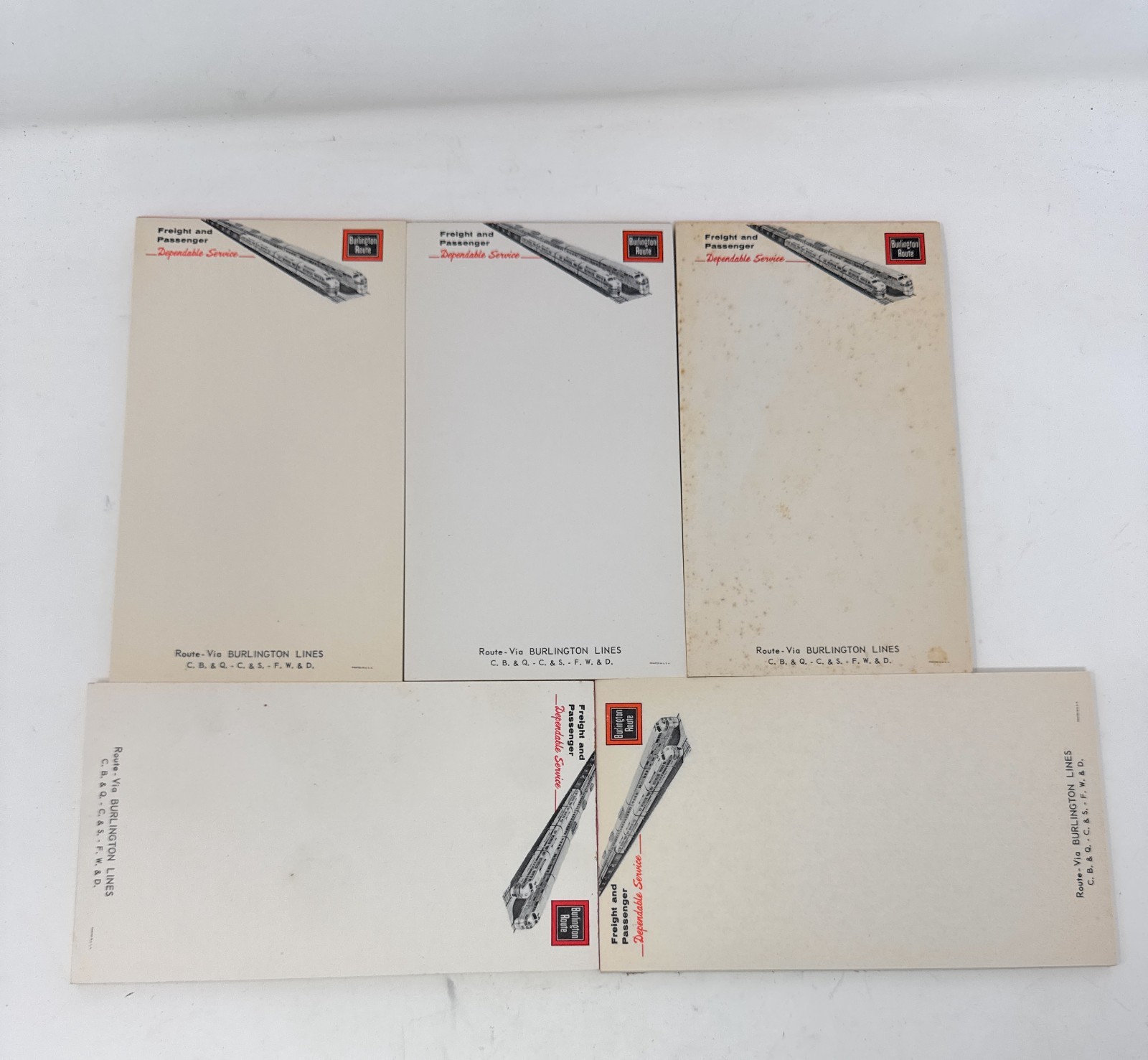 Burlington Route Railroad Burlington Lines Vintage Memo Paper 5 Pads