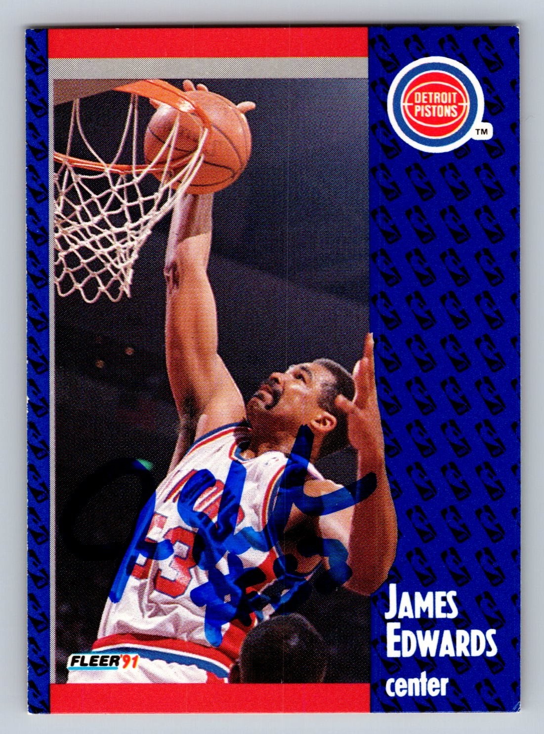 Fleer 1991 James Edwards Autographed Basketball Card #60 Pistons Signed NBA