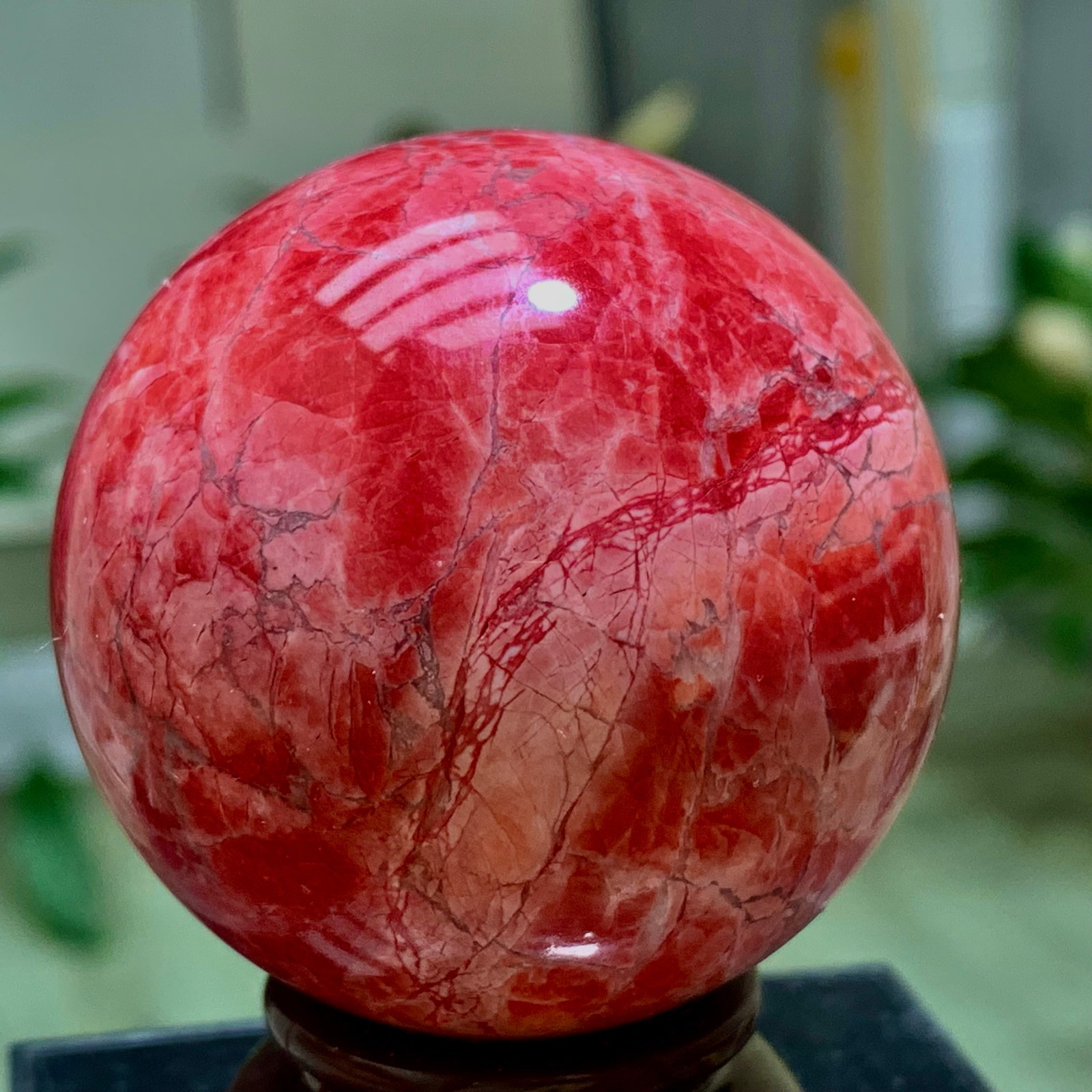 207G Natural Beauty Pink Peach Blossom Stone Ball Spiritual Crystal Ball Healing