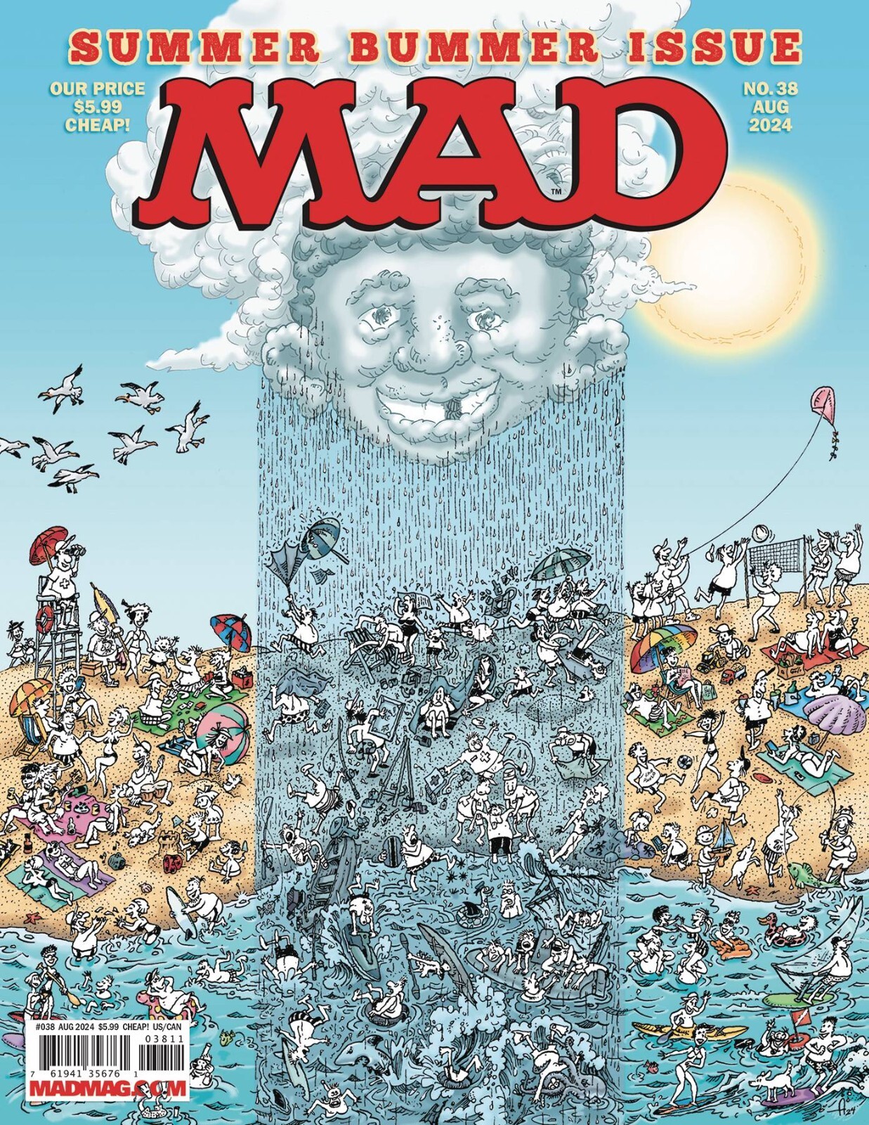 MAD MAGAZINE #38 AUG 2024 SERGIO ARAGONES BEACH COVER SUMMER BUMMER 1st PRINT