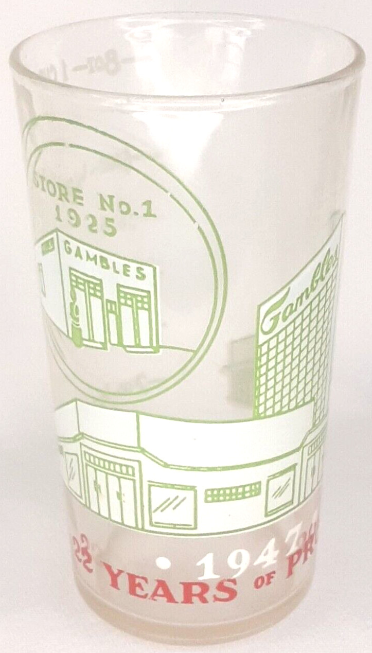 WWII Era 1940s Retail Advertisement Measuring Glass Gambles 22 Years Of Progress