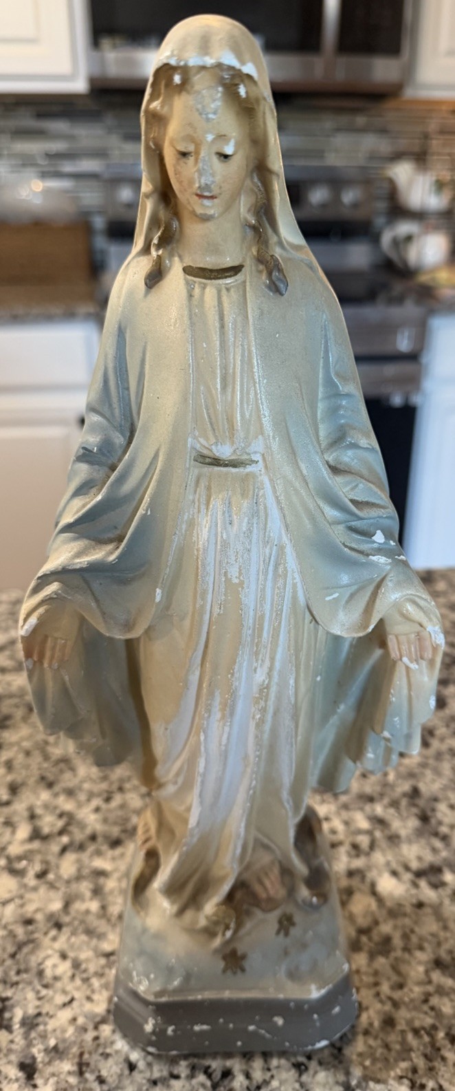 Mother Mary Chalkware Statue C.S. 113, Vintage ‘50’s, Chipped Mother Mary Chalkware Statue C.S. 113, Vintage ‘50’s, Chipped