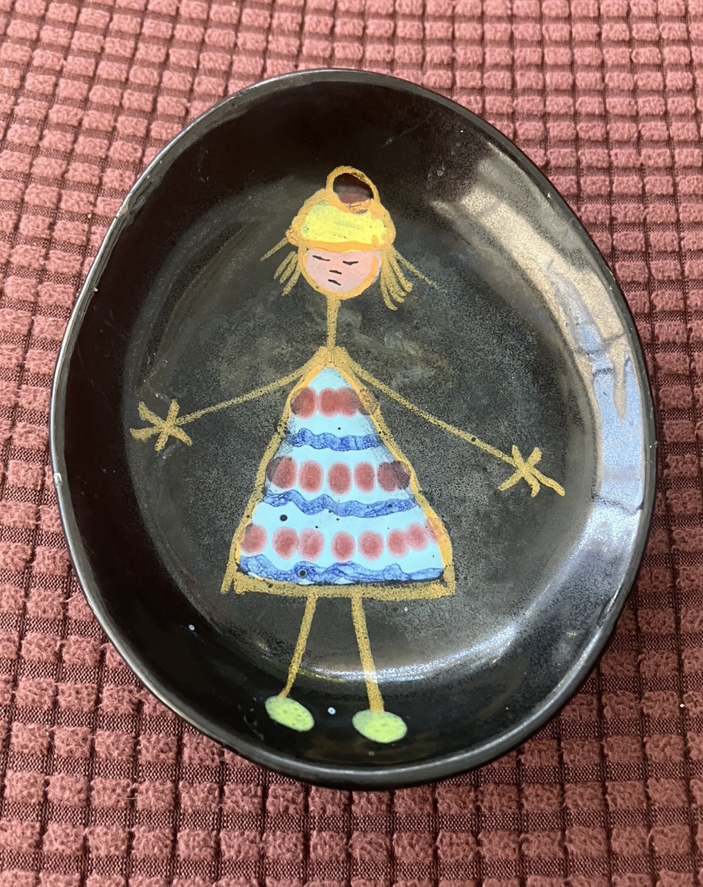 Vintage Bitossi Goodfriend Italy Girl in Dress Dish Signed on back