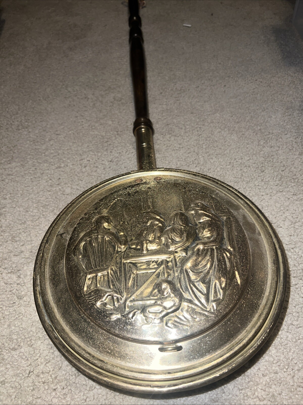 Vintage PEERAGE England Brass & Copper Tavern Scene Bed Warmer 38 Vintage PEERAGE England Brass & Copper Tavern Scene Bed Warmer 38