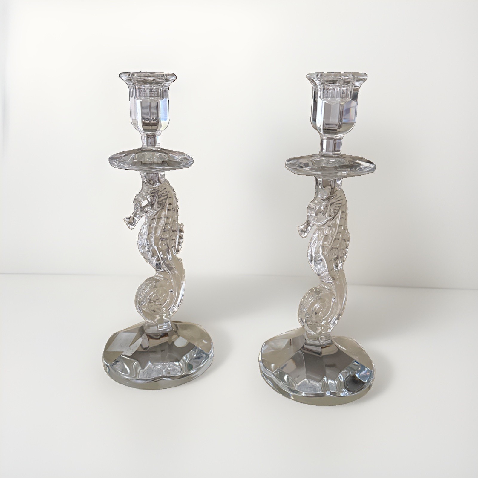 New Waterford Crystal Seahorse Candle Candlestick Holders 158572 11.5