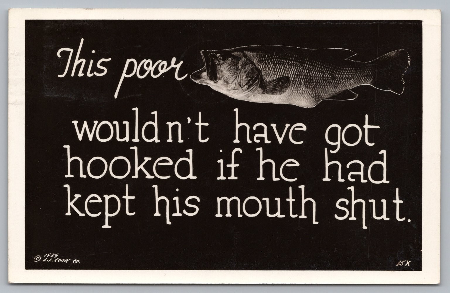 1936 Humorous Fishing Bass RPPC Vintage Postcard L.L. Cook Co. Posted 1941 1936 Humorous Fishing Bass RPPC Vintage Postcard L.L. Cook Co. Posted 1941