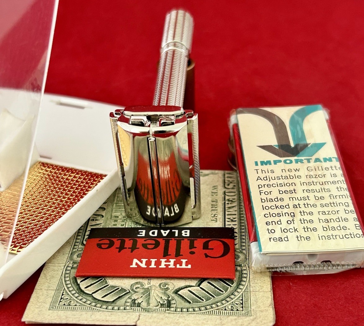 Vtg 1963 GILLETTE Slim Adjustable Razor Complete Kit, Kin 2 Fat Boy OUTSTANDING Vtg 1963 GILLETTE Slim Adjustable Razor Complete Kit, Kin 2 Fat Boy OUTSTANDING