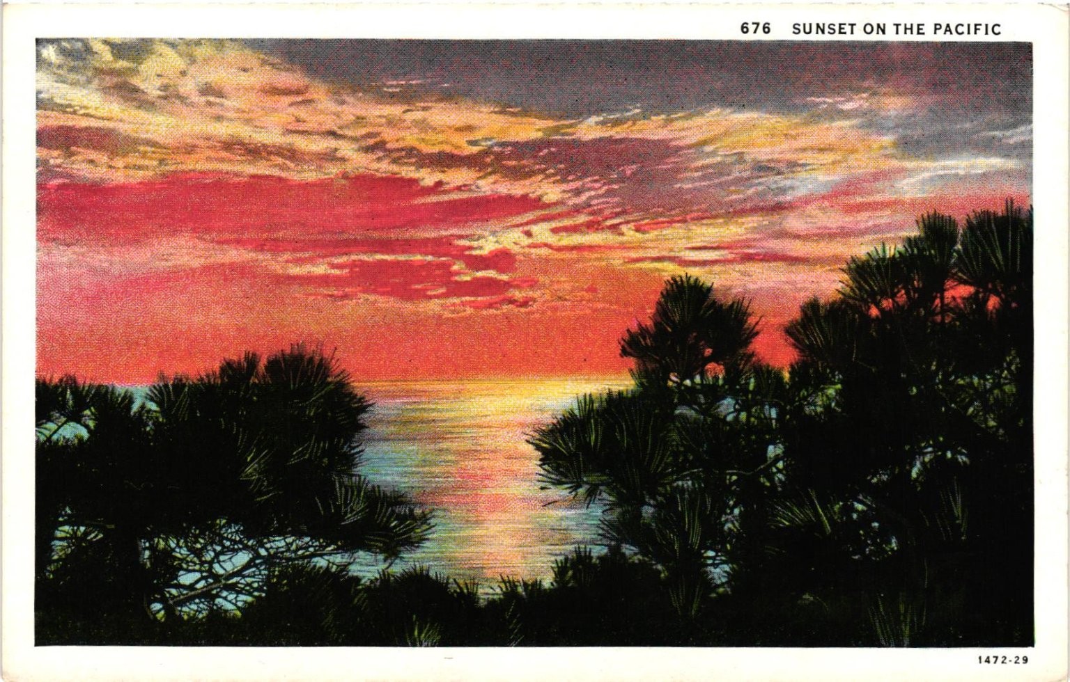Vintage Sunset on the Pacific Ocean Postcard - Western Publishing Vintage Sunset on the Pacific Ocean Postcard - Western Publishing
