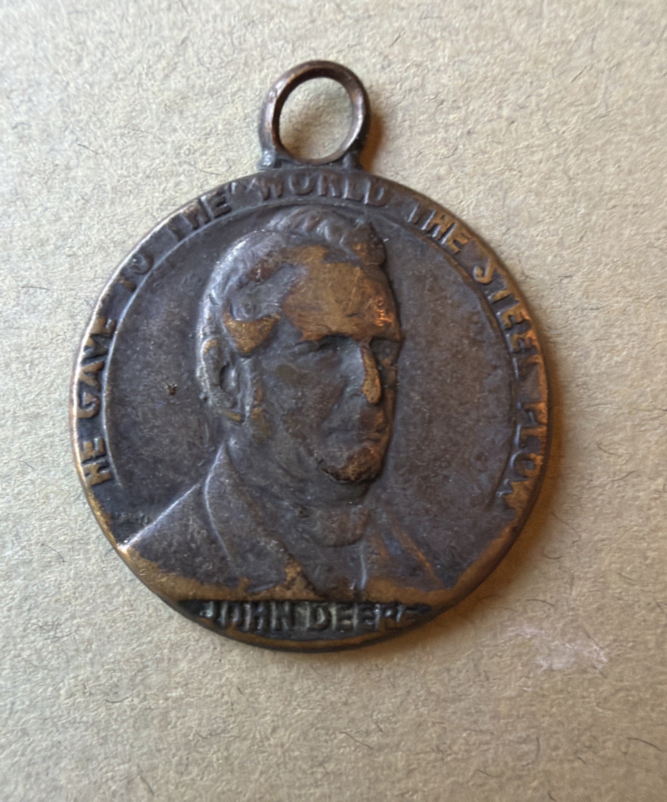 Vintage 1937 John Deere Centennial Medal Fob 1837-1937 Steel Plow Anniversary