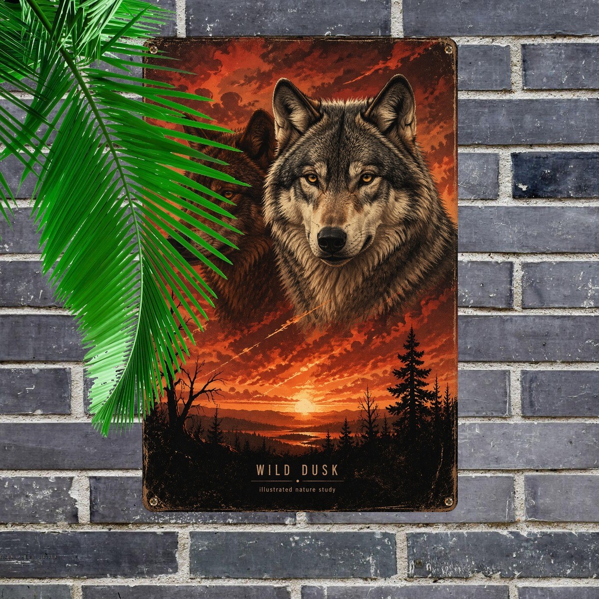 Wolf Spirit Iron Artwork Sign Retro Wilderness Metal Tin Wall Art Plaque