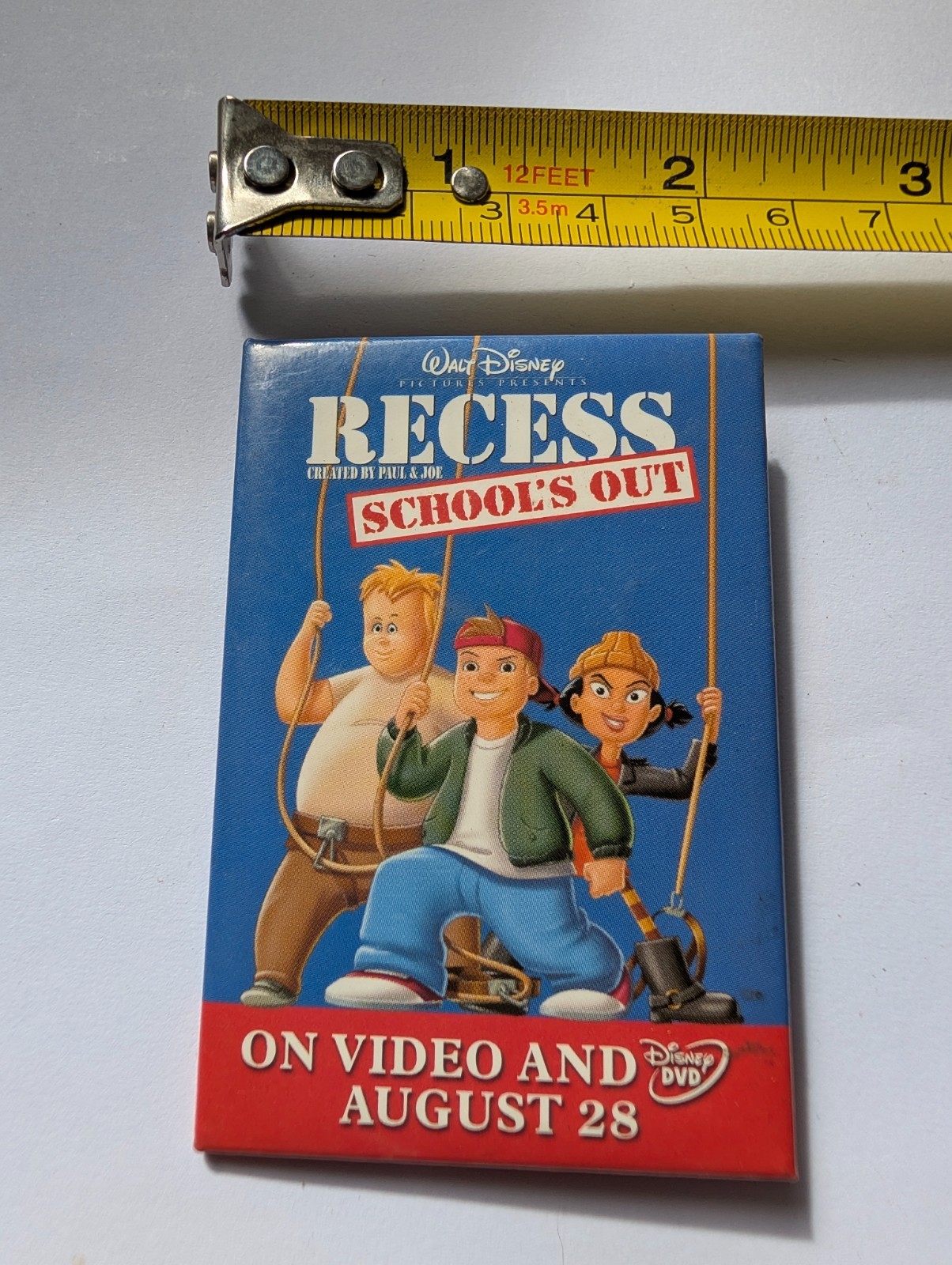 Vintage Pin Pinback Button Walt Disney Recess School\'s Out Video Movie Promo