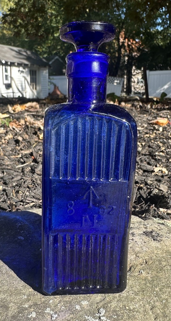 Antique British Royal Navy / Admiralty Cobalt Blue Tactile Poison Bottle w/ cap Antique British Royal Navy / Admiralty Cobalt Blue Tactile Poison Bottle w/ cap