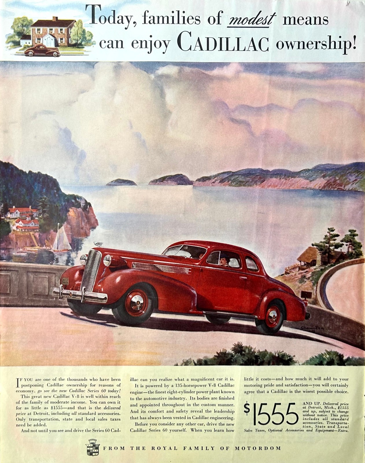 1937 Ad (10  X 13 1/2 inches) Cadillac Series 60 2-Door Coupe