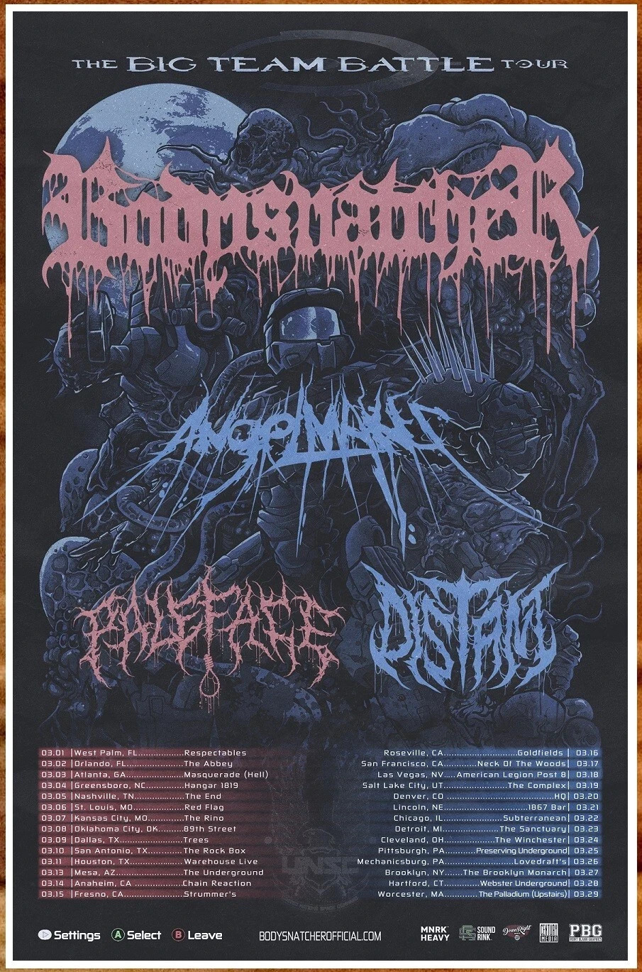BODYSNATCHER ANGELMAKER PALEFACE SWISS Tour 2023 POSTER | FRAME & SIZE OPTION