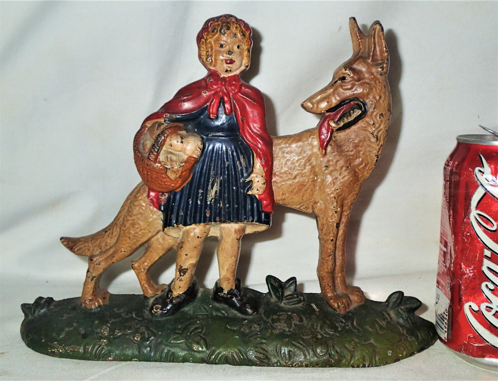 ANTIQUE NUYDEA LITTLE RED RIDING HOOD WOLF GIRL HOME CAST IRON DOOR DOORSTOP USA ANTIQUE NUYDEA LITTLE RED RIDING HOOD WOLF GIRL HOME CAST IRON DOOR DOORSTOP USA