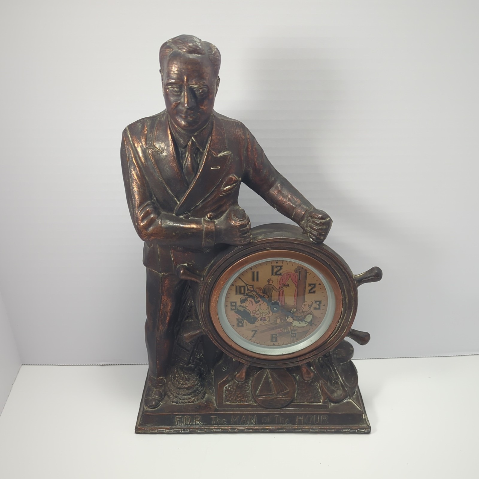 F.D.R The MAN of The HOUR- Bartender prohibition Clock Rare Fun animation 