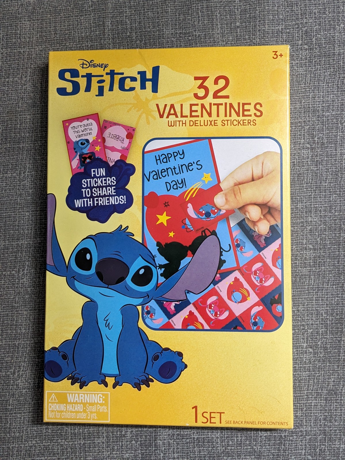 NEW Disney Stitch Valentine\'s Day Cards Set 32 Valentines Deluxe Stickers Lilo