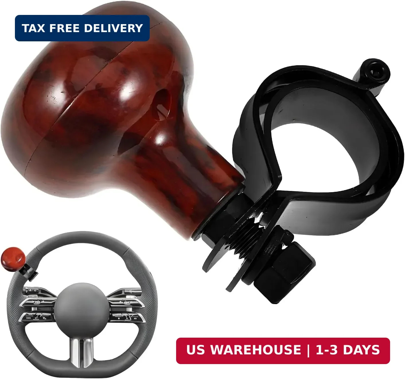 Woodgrain Steering Wheel Spinner Knob, Smooth Ball Booster Power Handle Spinn... Woodgrain Steering Wheel Spinner Knob, Smooth Ball Booster Power Handle Spinn...