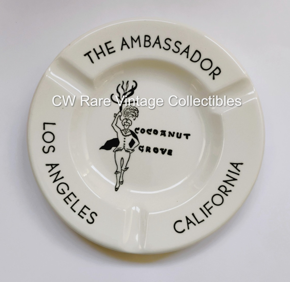 Rare ca. 1950's Ambassador Hotel/Cocoanut Grove Nightclub Ashtray Los Angeles CA
