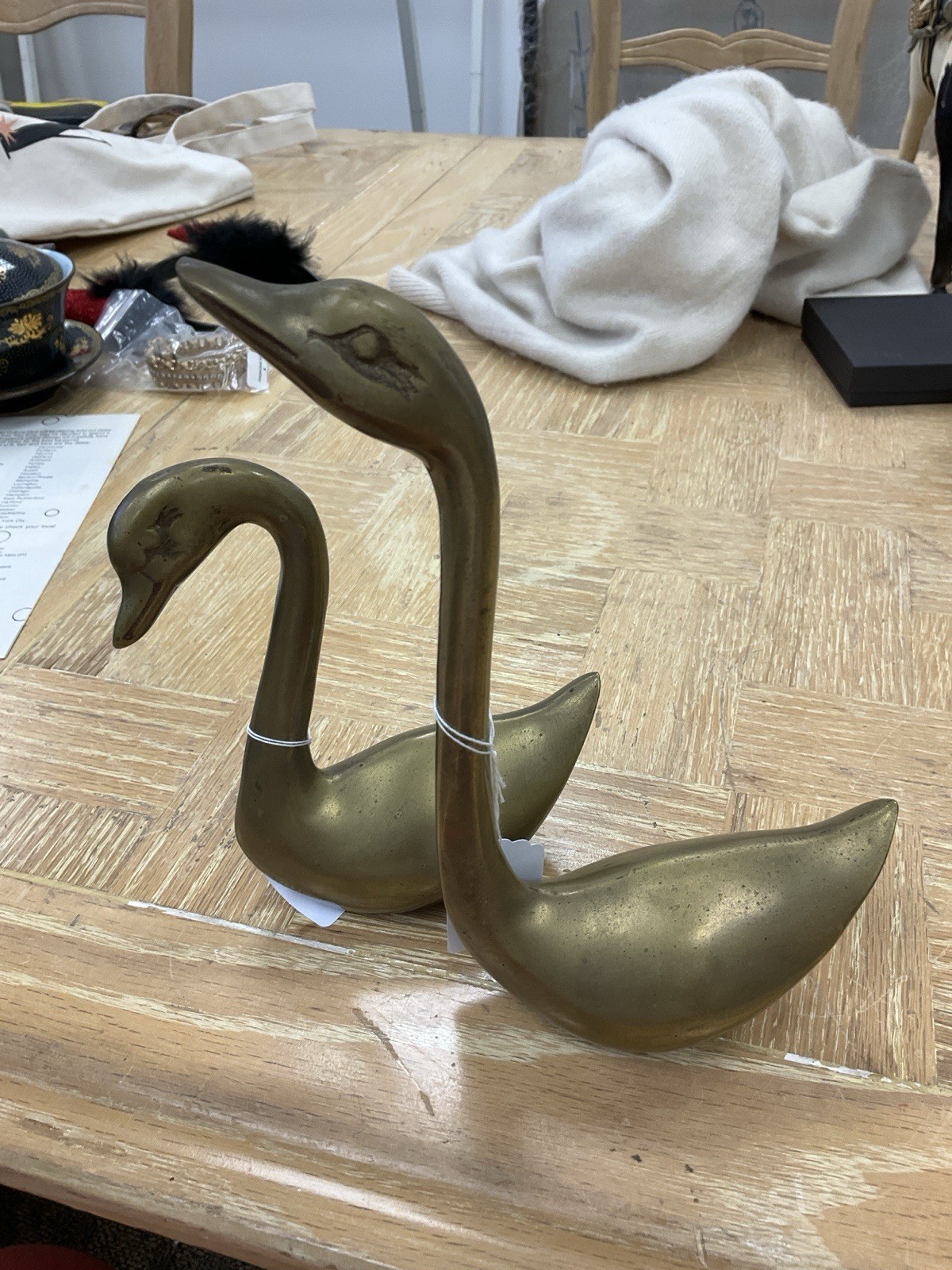 Vintage Solid Brass Swan Figurines Pair Mid Century Modern Statues 6 Vintage Solid Brass Swan Figurines Pair Mid Century Modern Statues 6