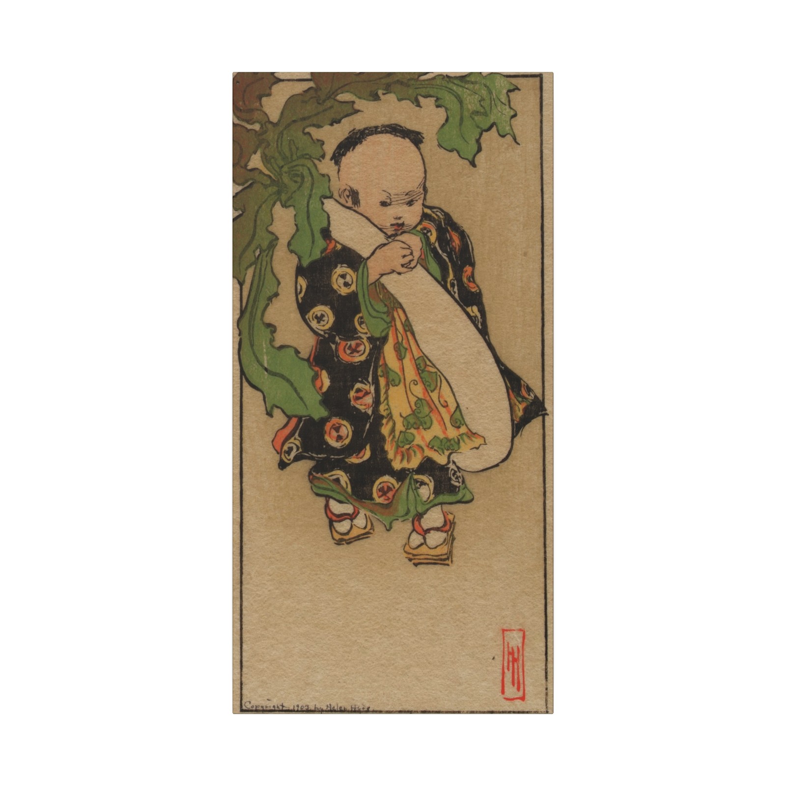 Helen Hyde, born Lima, NY 1868-died - The Daikon and the Baby - Canvas Wall Art