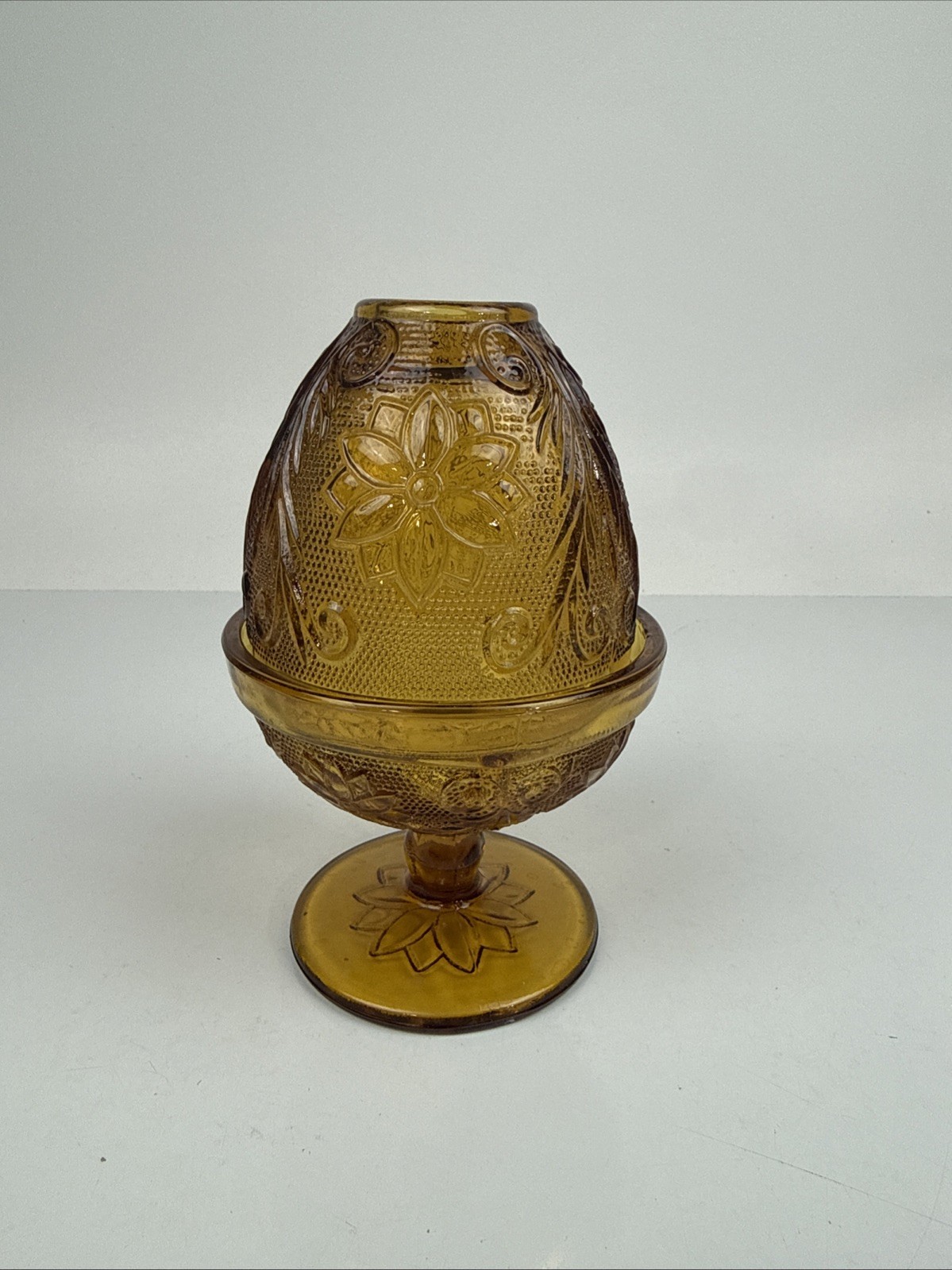Vintage Indiana Glass Amber Pedestal Fairy Lamp Tiara Sandwich Vintage Indiana Glass Amber Pedestal Fairy Lamp Tiara Sandwich
