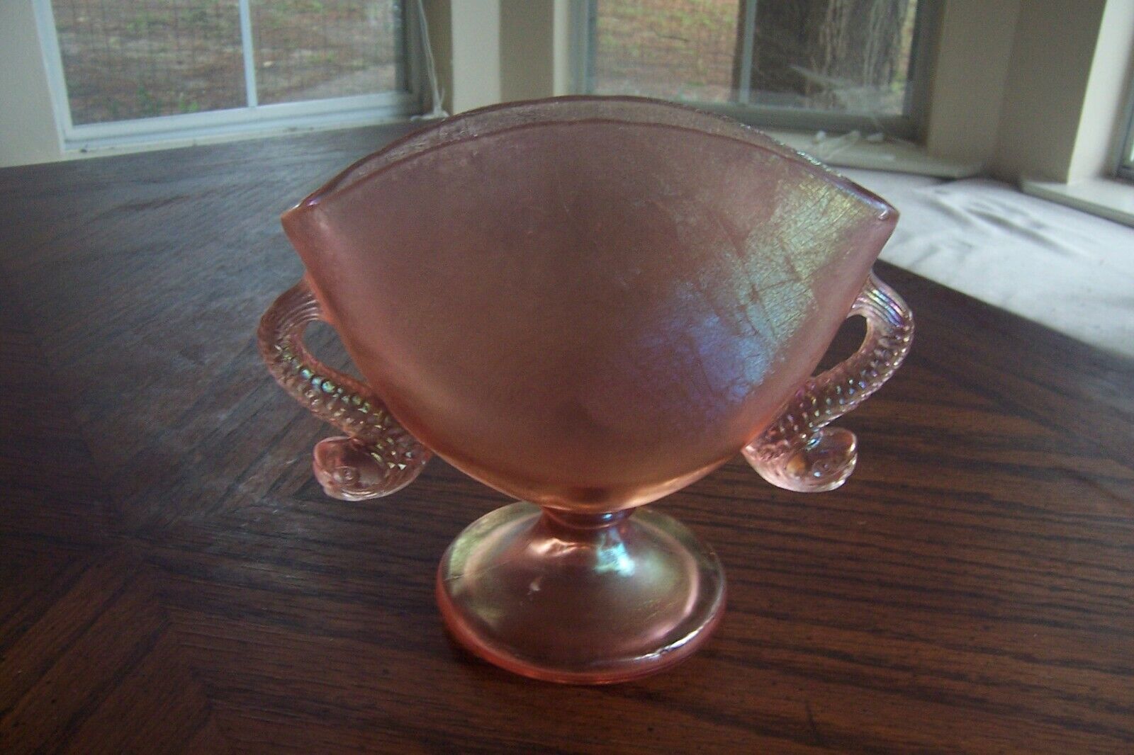 Vintage Fenton Velva Rose Fan Vase ~ Stretch Glass 