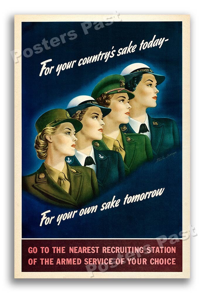 WW2 Women's Recruiting Poster 1944 Armed Services - 16x24