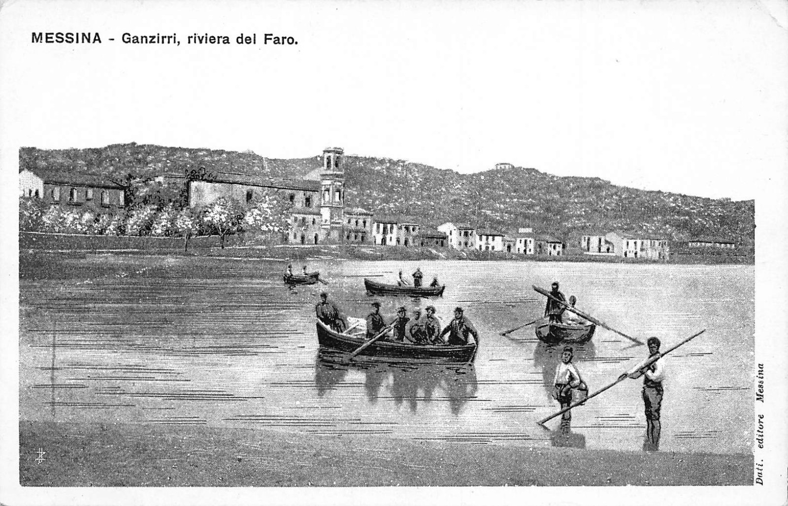 B331 Italy Messina Ganzirri riviera del Faro Boat Fishermen vintage postcard
