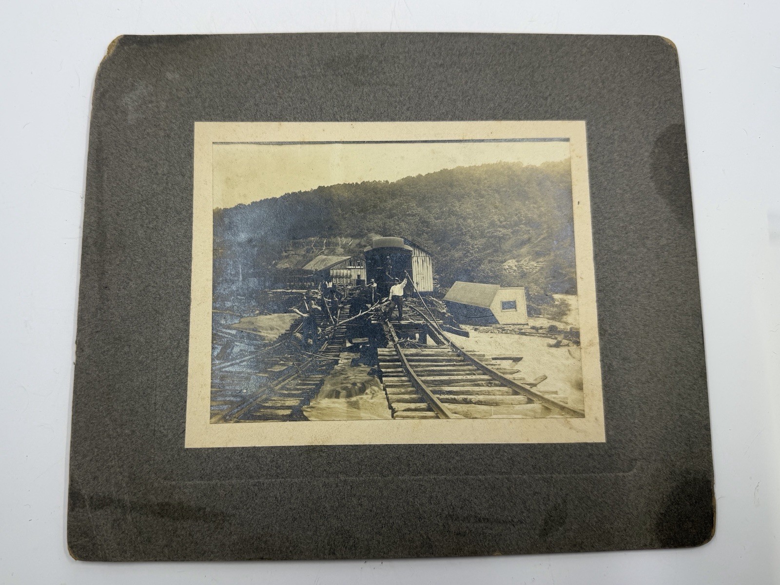 Antique Disaster Photo - 1904 West Winfield PA? Flood Devastation Cabinet Card