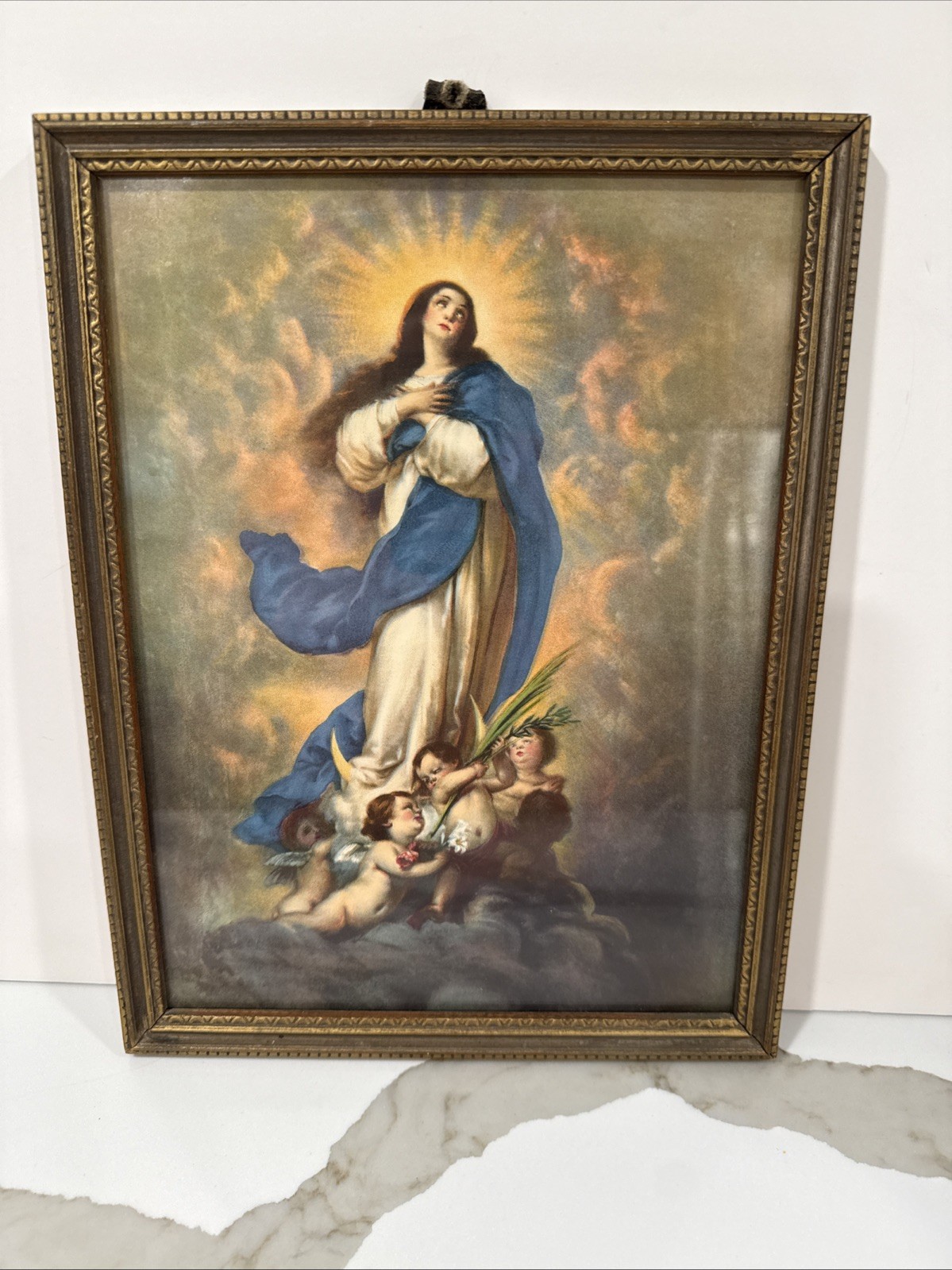 Vintage Immaculate Conception Print Photo Murillo Artist Religious 11.5x9.5