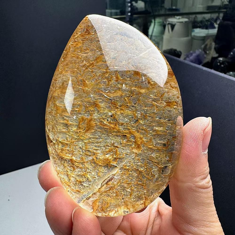 268g Natural yellow gum flower Quartz Freeform raw stone reiki Crystal Decor