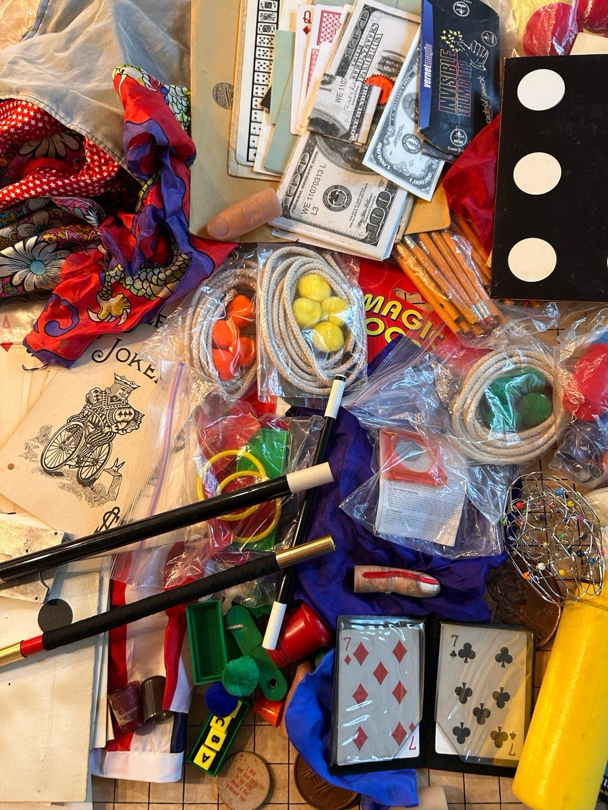 Large Vintage & Modern Magic Tricks Collection Magician Props, Cards, Wands More