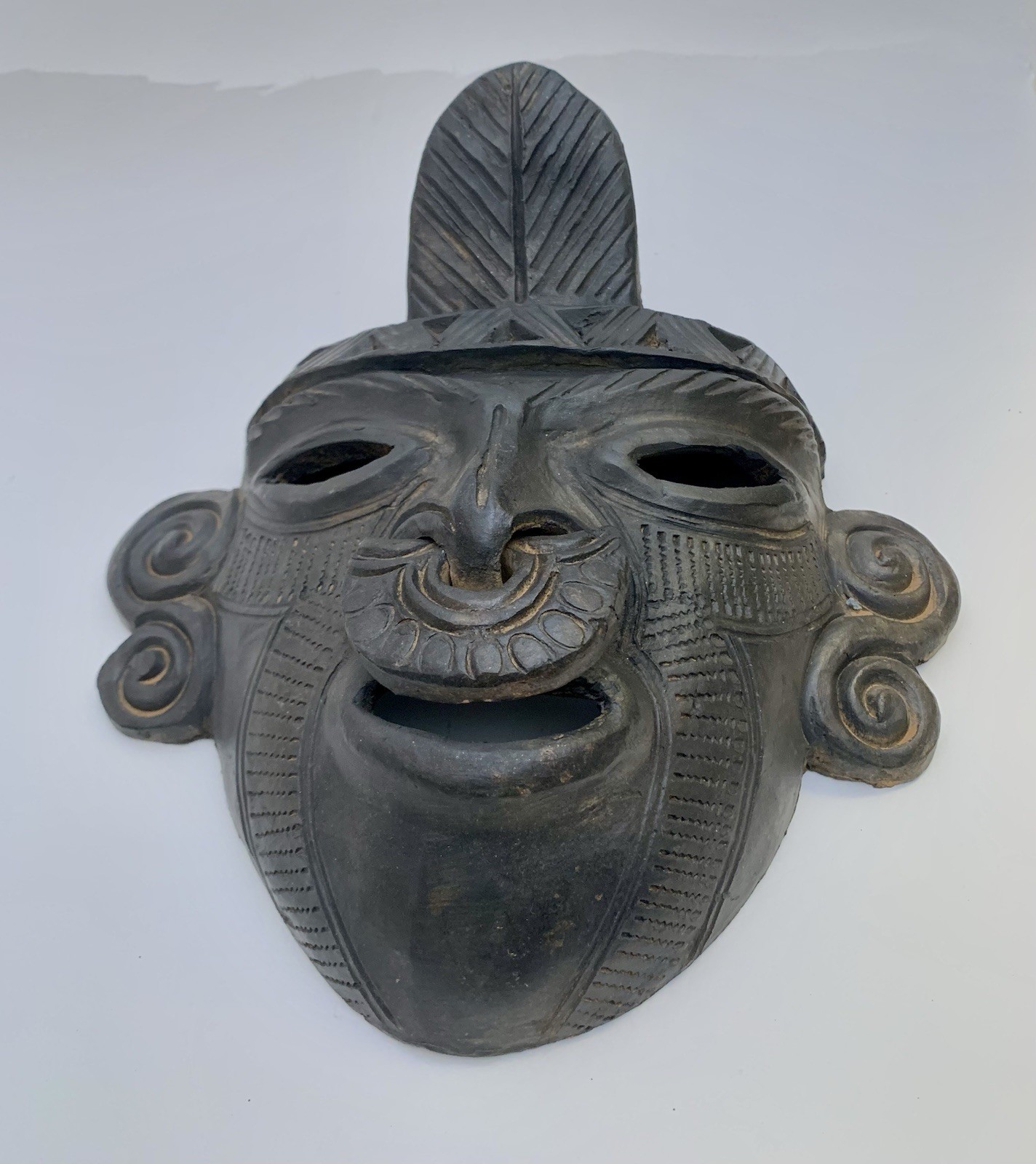 Handcrafted Pre-Columbian Style Clay Face Mask 8 x 7.5 South America Handcrafted Pre-Columbian Style Clay Face Mask 8 x 7.5 South America