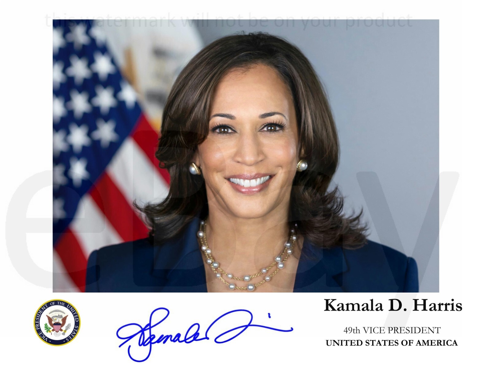 Vice President Kamala Harris autographed official 8.5x11 portrait photo REPRINT