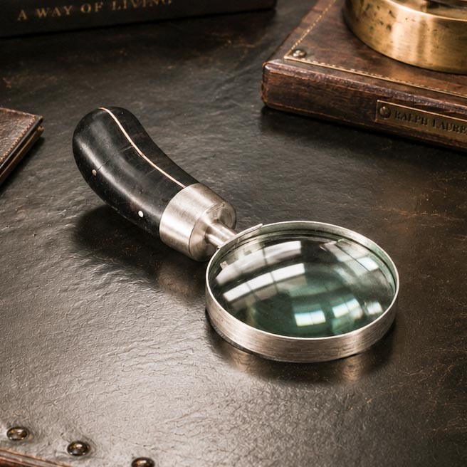 Rare Vintage Ralph Lauren Home Sterling Silver Wood Magnifying Glass Luxury Desk Rare Vintage Ralph Lauren Home Sterling Silver Wood Magnifying Glass Luxury Desk