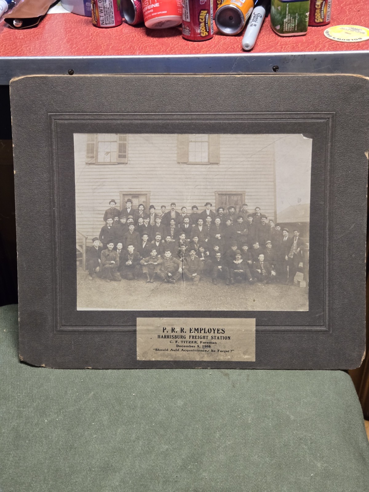 Vintage 1908 Harrisburg PA P.RR Advertising Railroad Station Cabinet Photo Sign Vintage 1908 Harrisburg PA P.RR Advertising Railroad Station Cabinet Photo Sign