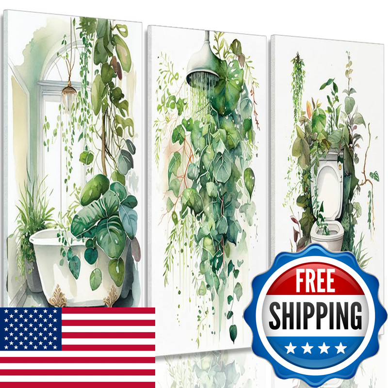 Ryzqubf 3Pcs Framed Botanical Bathroom Wall Art Sage Green Leaves Canvas Ryzqubf 3Pcs Framed Botanical Bathroom Wall Art Sage Green Leaves Canvas