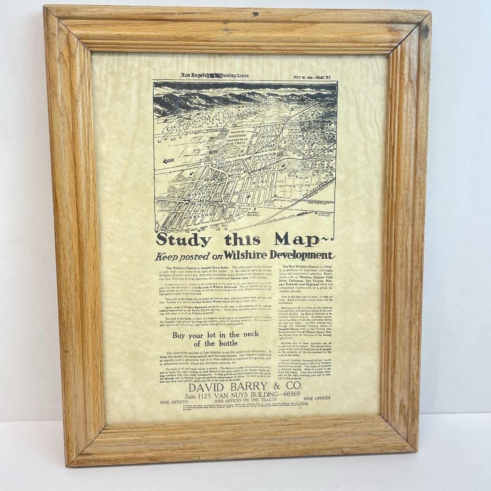 1925 Los Angeles Times Real Estate Advertisement Promoting Wilshire District 1925 Los Angeles Times Real Estate Advertisement Promoting Wilshire District