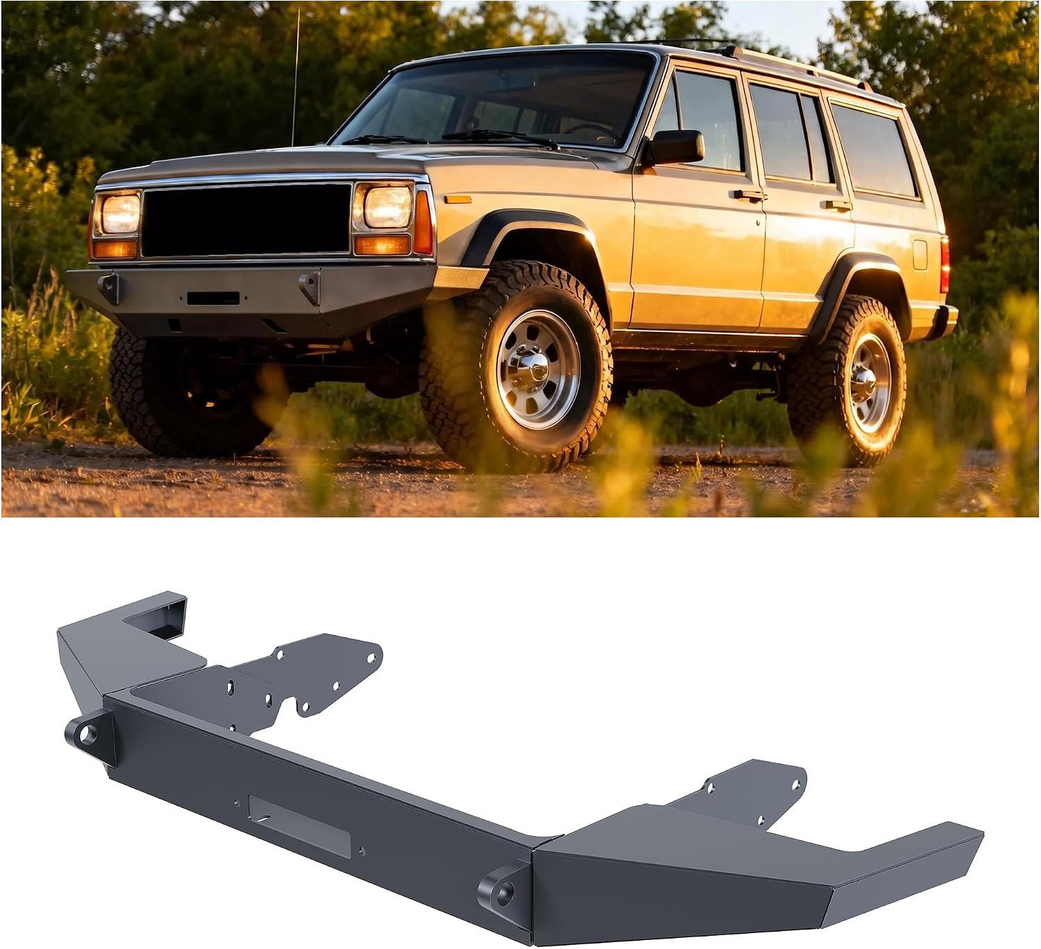 DIY Front Bumper Bare Metal Kit Compatible with 1984-2001 Jeep Cherokee XJ Unpai DIY Front Bumper Bare Metal Kit Compatible with 1984-2001 Jeep Cherokee XJ Unpai