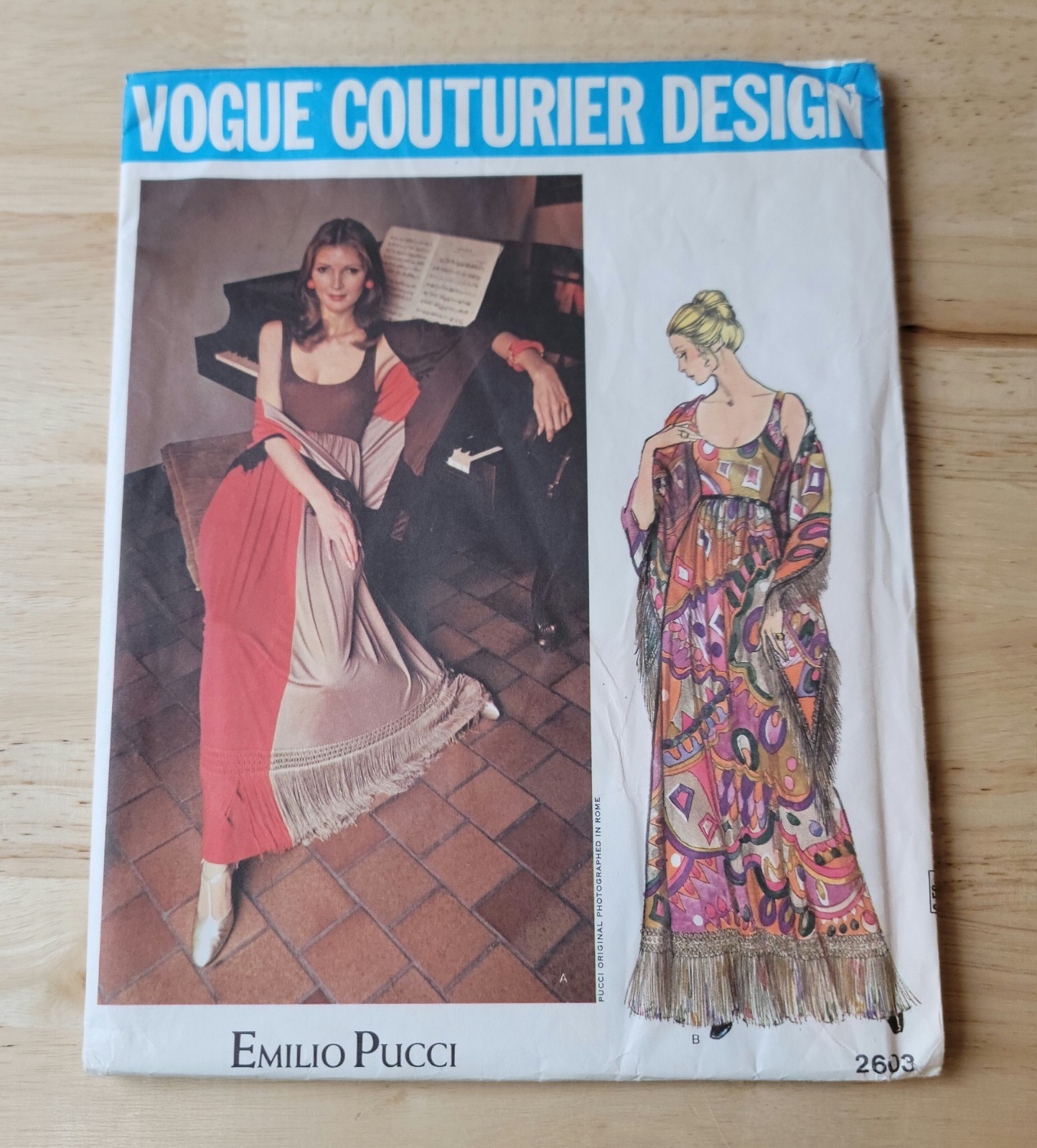 Vogue MISSES DRESS & SHAWL Emilio Pucci #2603 Size: 16 ©1971 UC