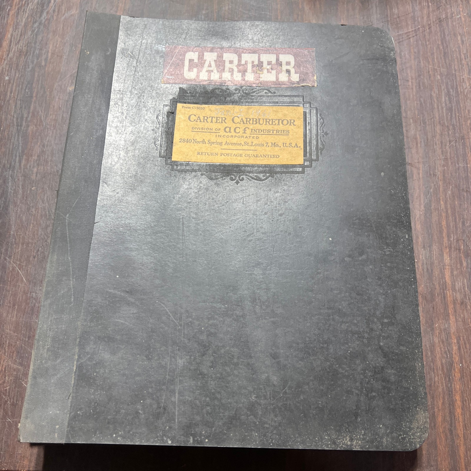 Vintage 1950s 1960s Carter Carburetor service manual catalog Binder