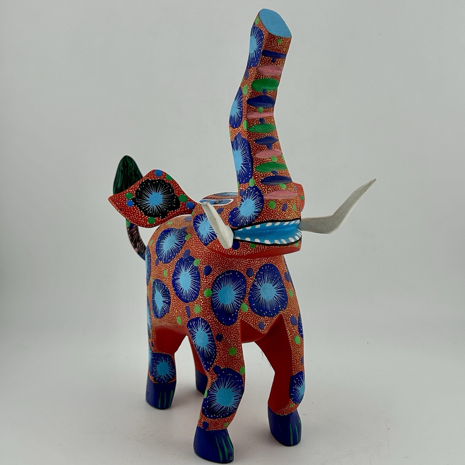 Signed Gilberto Ortega Mendez Oaxacan Alebrije Elephant Wood Handpainted 90s VTG