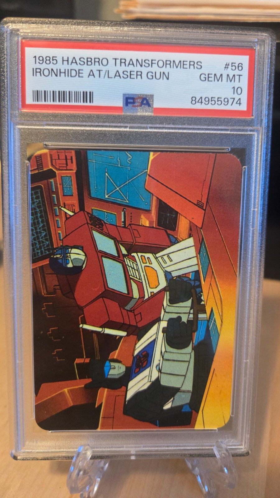 1985 Hasbro Transformers #56 Ironhide at the Laser Gun PSA 10 - OPTIMUS PRIME