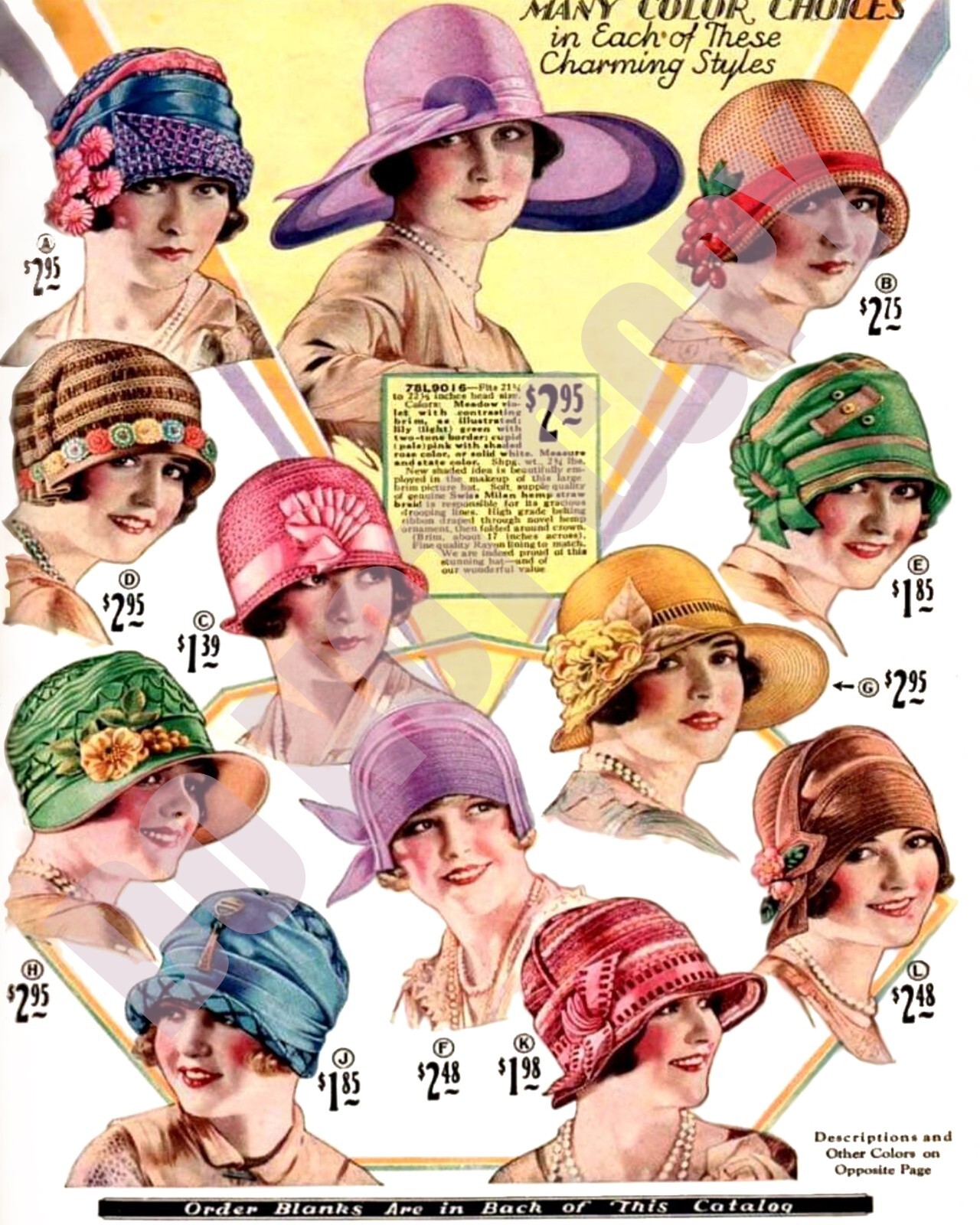 1920s Flappers Women Hat Fashion From Catalog Magazine Page Ad 8x10 Photo
