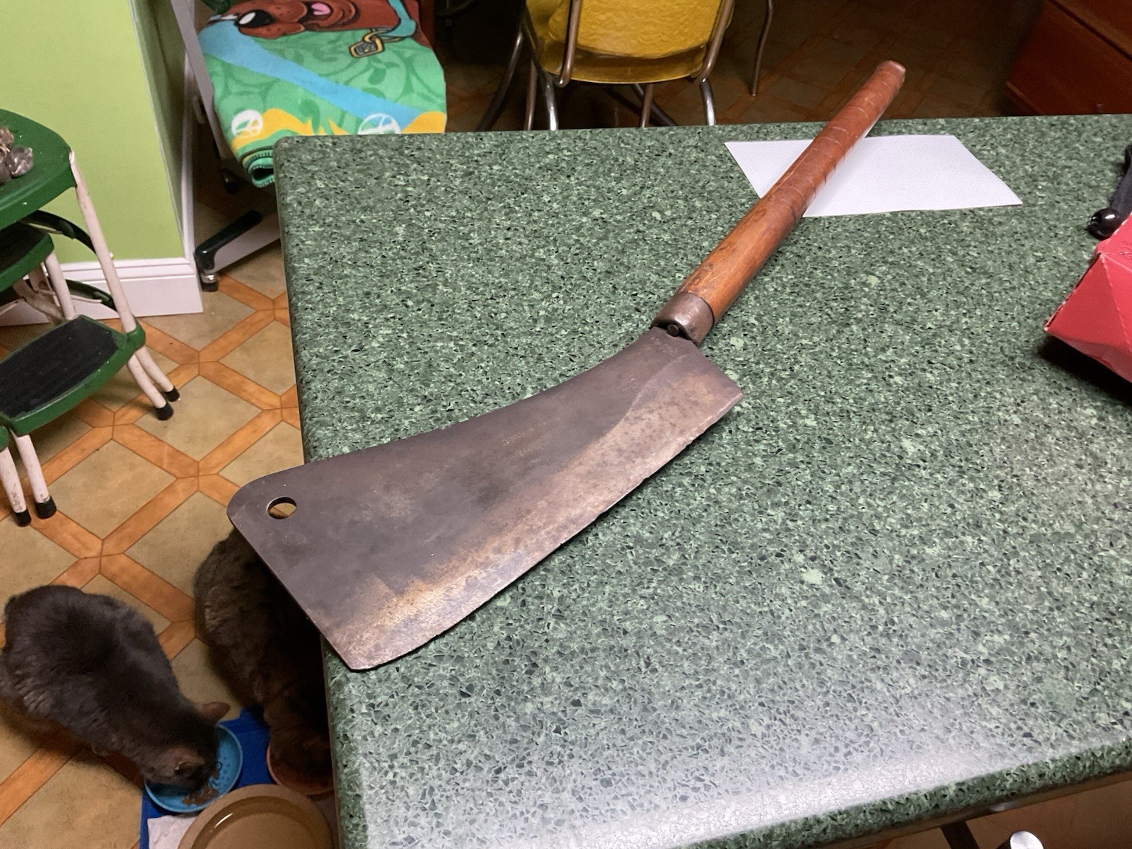 Antique Huge Foster Bros Hog Splitter Butcher Meat Cleaver Cutlery Knife #13