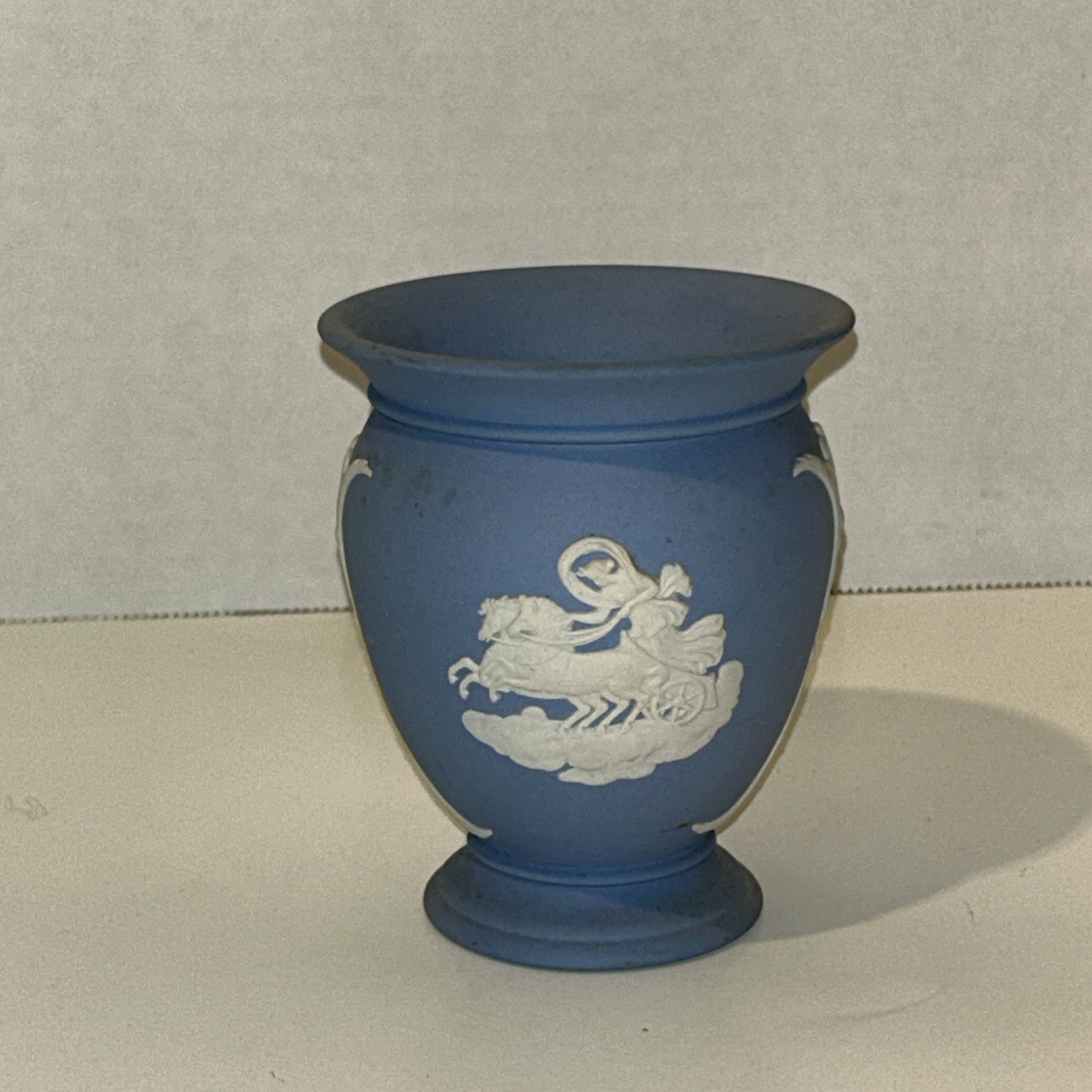 Vintage Wedgwood Blue Jasperware Flower Vase Vintage Wedgwood Blue Jasperware Flower Vase